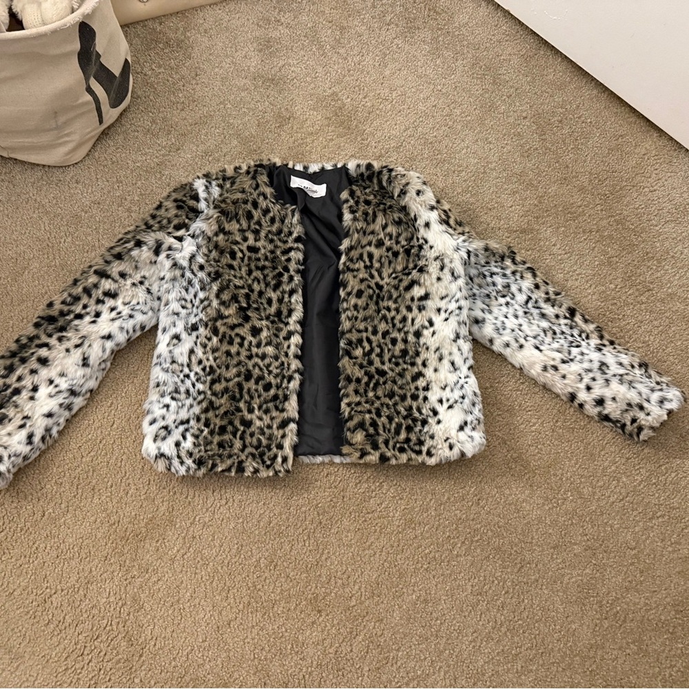 Faux Fur Leopard-Print Jacket - Brown/Black
